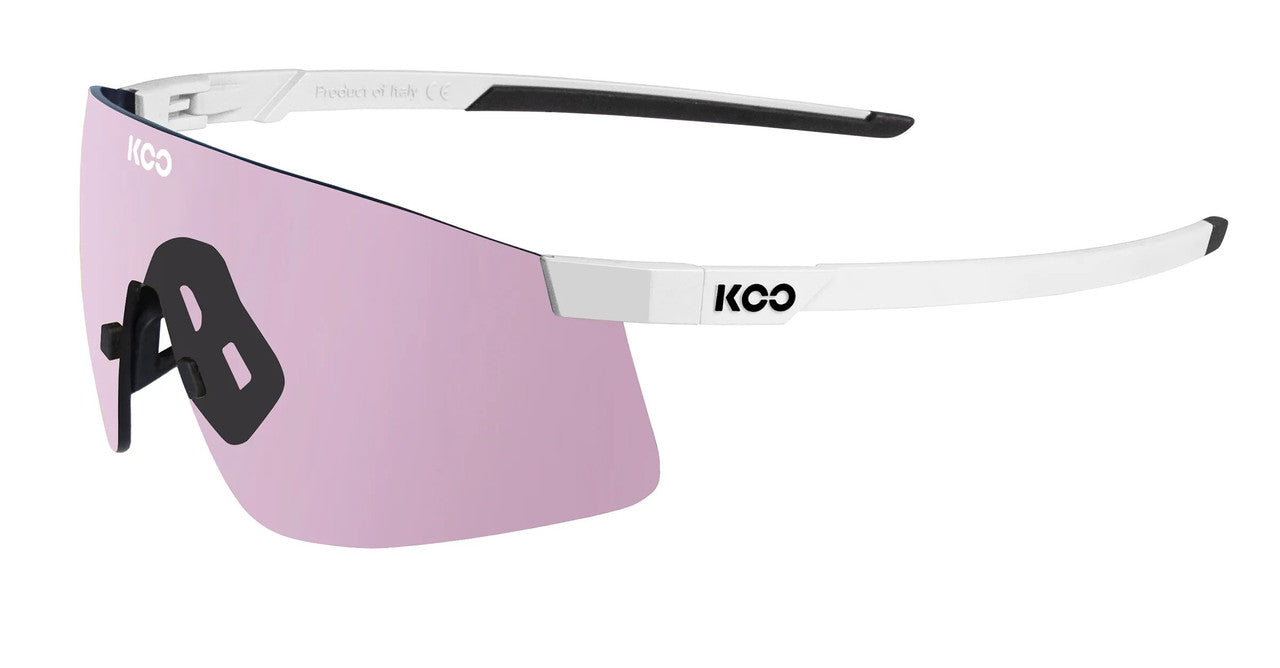 KOO Nova White Matt Sunglasses - Photochromic Pink Lens