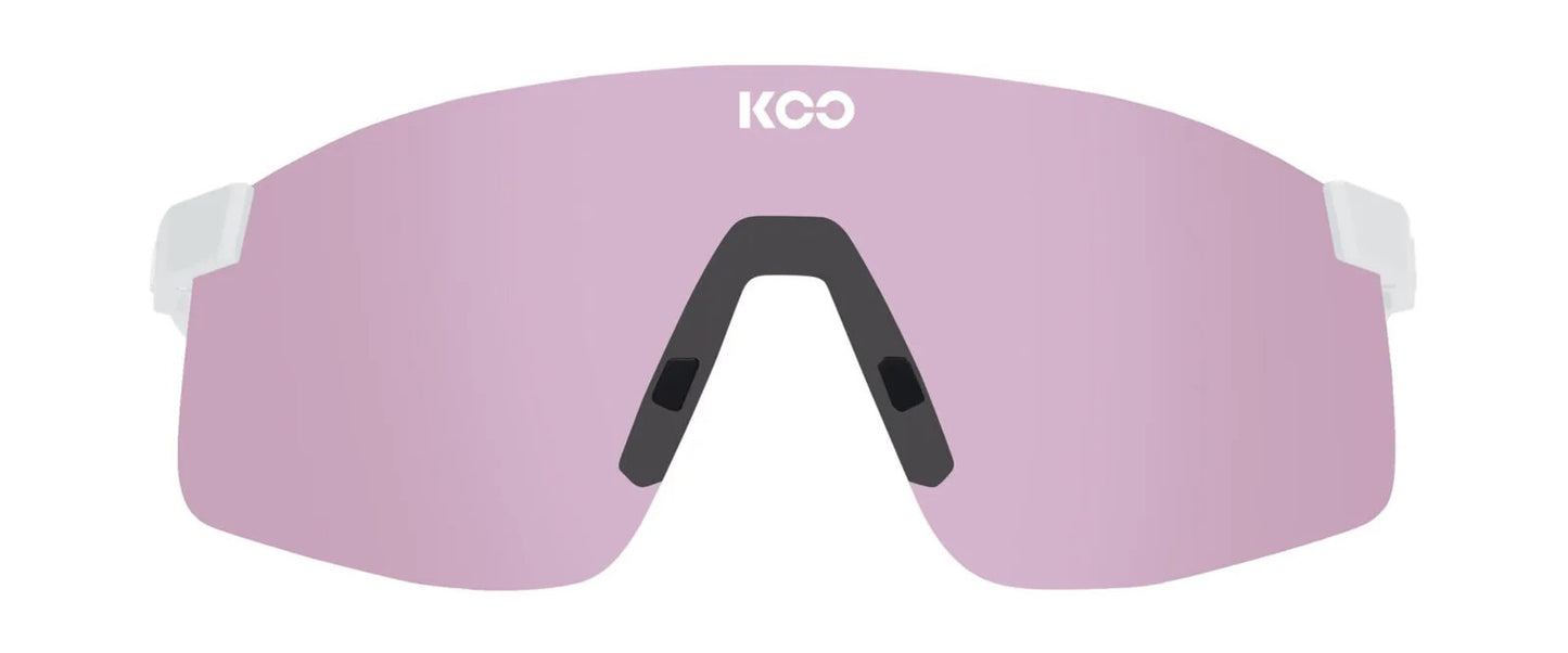 KOO Nova White Matt Sunglasses - Photochromic Pink Lens