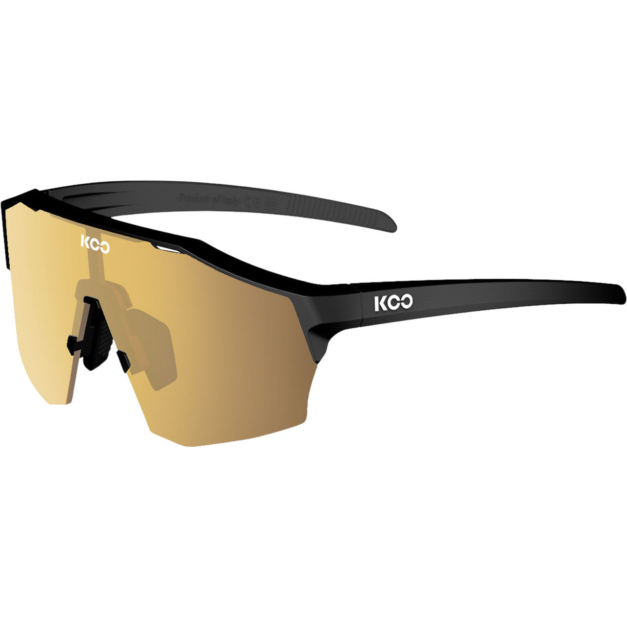 KOO Alibi Black Matt Sunglasses - Gold Mirror Lens