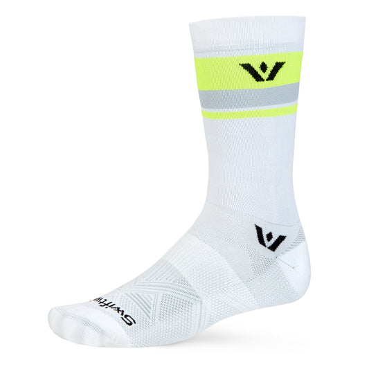 Swiftwick Aspire Seven White HiViz Stripe Sock