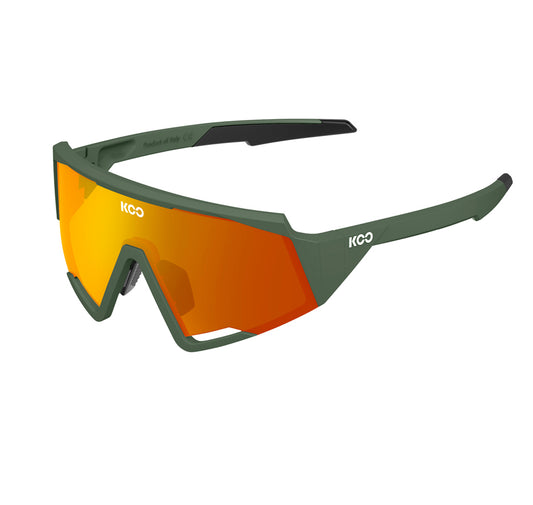 KOO Spectro Green Matt Sunglasses - Orange Mirror Lens