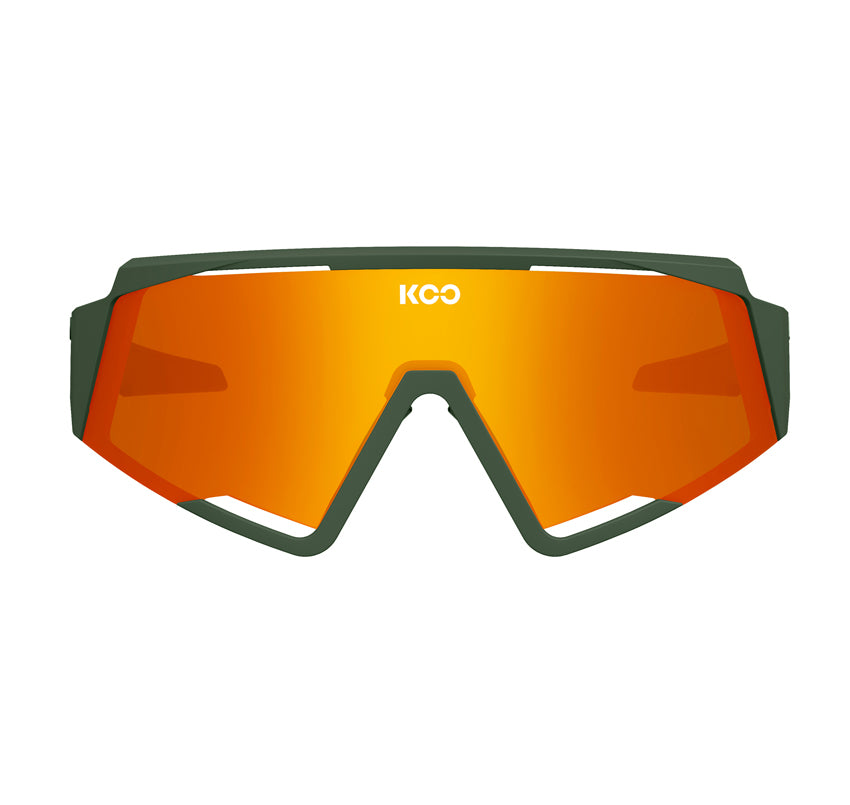 KOO Spectro Green Matt Sunglasses - Orange Mirror Lens