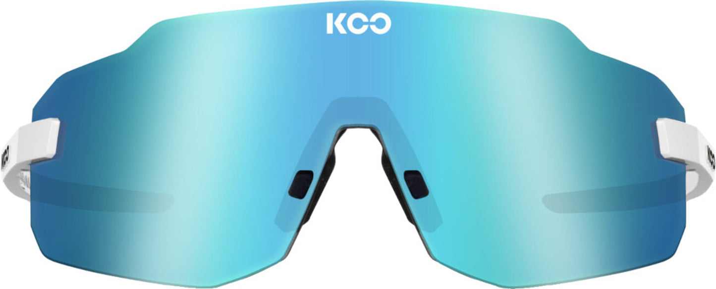 KOO Supernova White Sunglasses - Turquoise Mirror Lens