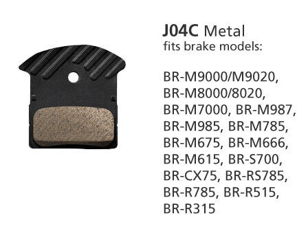 Shimano Disc Brake Pad Metal With Fin J04C-MF 1 Pair